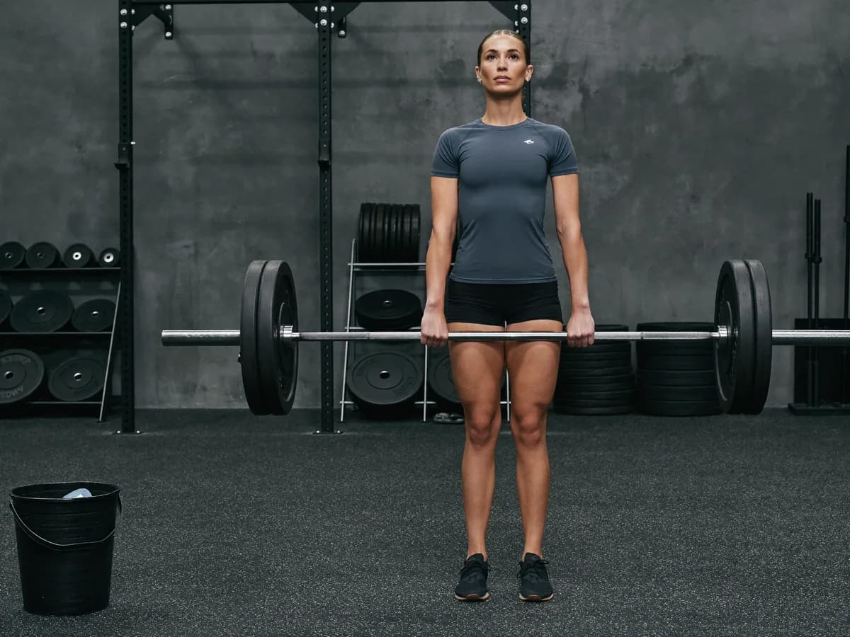 Athlete performing a conventional deadlift